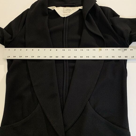 Aritzia Wilfred Chevalier Blazer Jacket Women M Black Drape Open Front Chic Work - Picture 8 of 13